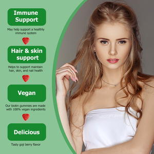 Gomitas de Biotina al por Mayor de Fábrica, Folato Metilado, Vitamina B12, Zinc, Suplemento Vegano para Apoyar el Crecimiento del Cabello y la Luminosidad de la Piel - Product Image 5