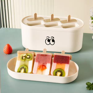 Shengleju Ice Cream <b>Mold</b> Plastic Square 6 Round 8 <b>Popsicle</b> <b>Molds</b> Food Grade Household Use Beige - Product Image 2