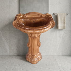 Lavabo sur pied carré en céramique pour salle de bain, centre commercial, villa, hôtel et projets commerciaux - Product Image 2