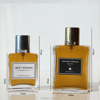 Flacon de parfum de luxe vide en verre givré rectangulaire de 30 ml, 50 ml, 100 ml avec pulvérisateur et capuchon