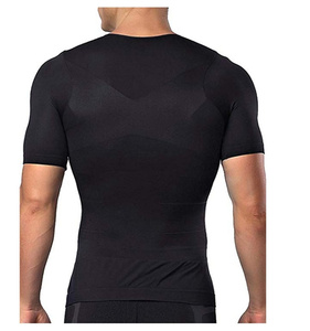 Cao cấp thoải mái của nam giới Ngắn Tay Áo Giảm Béo ngực nén bụng kiểm soát da-fit Shapewear Tank Top cho nam giới - Product Image 4