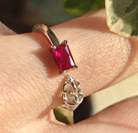 Anillo de Plata 925 de Lujo con Circonita Roja Rosa, Anillo de Plata Hueco para Mujer con Cristales de Moda, Conjunto de Joyería de Circonita