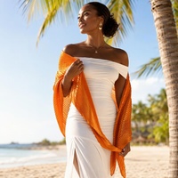 Foulard carré en polyester imitation soie, léger, plissé, orange vif, pour femme musulmane, accessoire de mode pour fête, coupe diagonale, sport