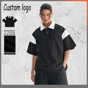 Camiseta Polo de Corte Cuadrado con Bloques de Color y Logotipo Personalizado para Hombre - Camiseta de Manga Corta con Cuello, Estilo Urbano, 100% Algodón Premium - Product Image 3