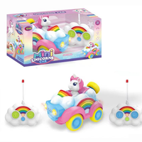 Voiture de course télécommandée 27 MHz, 4 canaux, bicolore, avec figurines animales de dessin animé, 14 cm, lumières et musique, portée 30-40 m, prête à l'emploi