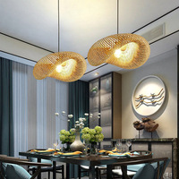 Durlitecn Abat-jour Décoration Maison Rotin Suspension D40cm E27 Rotin Art Lustre LED Bambou Suspension