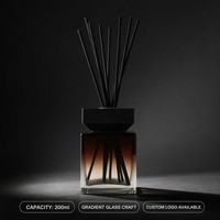 Bouteille diffuseur de parfum en verre dégradé brun foncé à transparent de 200 ml, forme colonne carrée, pour décoration intérieure