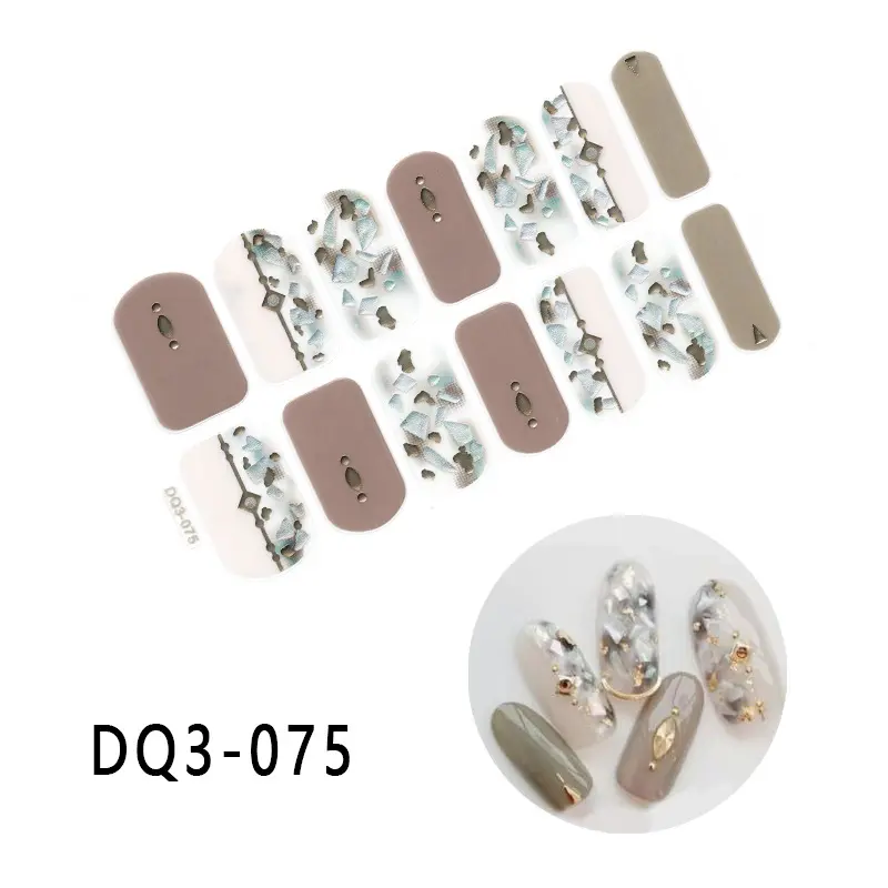 Wholesale new design Waterproof Plastic Nail Art Wraps Stickers Full Cover Removable Nail 3D diamond polish Sticker