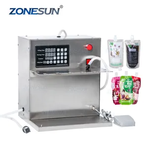 ZONESUN DFGB Compact Precise Numerical Control Liquid Filling Machine Digital Control Beverage Spout Pouch Filling Machine