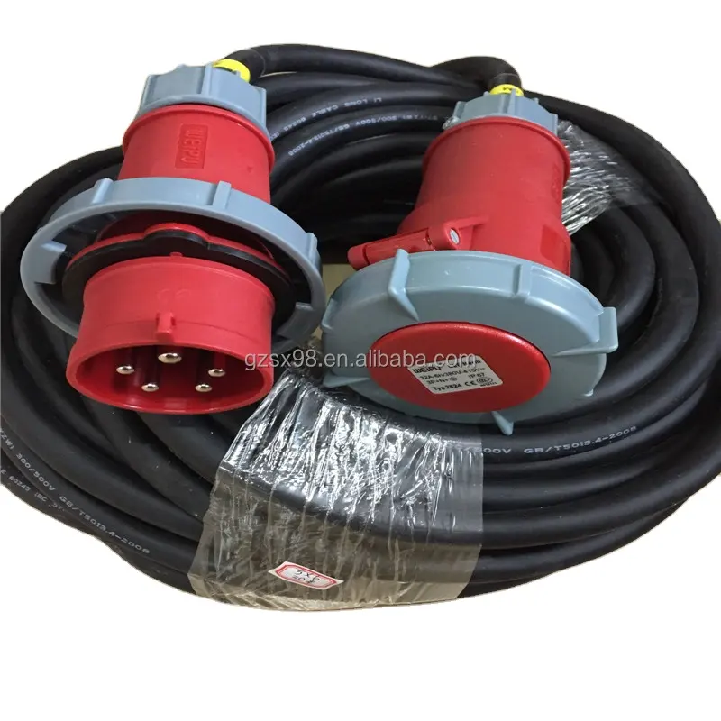 Cable de alimentación de goma flexible de alimentación eléctrica de audio con conectores IP67 32A