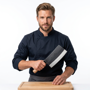 Couteau de cuisine JAYA MATA 7 pouces en acier carbone, manche en bois, lame forgée, idéal pour la viande, les légumes et la cuisine quotidienne - Product Image 1