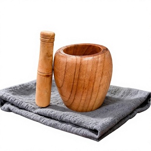 Mortero y Pilón de Madera Ecológicos Hechos a Mano, Aptos para Alimentos, Molinillo de Especias y Triturador de Hierbas de Madera Natural para Cocina - Product Image 5