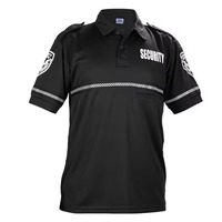 Service personnalisé Écusson de sécurité réfléchissant Polos de patrouille à vélo Uniformes de sécurité Poches à fermeture éclair Rayures de hachage réfléchissantes