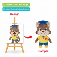 Fournisseur de jouets en peluche personnalisés : Peluche loup de remise de diplôme hautement réductrice, souvenirs de cérémonie de remise de diplôme, jouets en peluche en gros