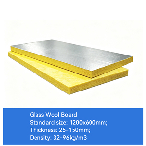 Fireproof Eco-Friendly Square Industrial Glass Wool Board High Density Yellow Building Wall Roof Kitchen Insulation <b>Sheet</b> Water - Product Image 3