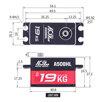 AGFRC A50BHL 19KG alto Torque 8,4 V HV Metal Gear sin escobillas Digital bajo perfil programable RC coche Robot barco avión Servo