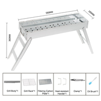 Barbecue portable de style japonais moderne et luxueux en acier allié chromé, trois tailles, barbecue au charbon de bois pliable