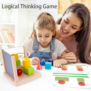 Gioco Educativo Montessori con Specchio e Blocchi Geometrici in Legno, Puzzle per Percezione Visiva e Pensiero Logico per Bambini - Product Image 2