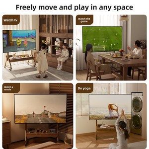 Soporte de <span class=keywords><strong>TV</strong></span> Multifuncional Móvil de Madera Maciza de Estilo Nórdico Moderno con Estantes para Sala de Estar y Dormitorio - Product Image 4