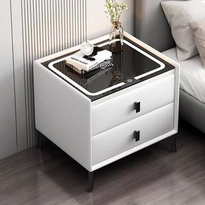 2026 Two <strong>Drawers</strong> Smart <strong>Sidetable</strong> Modern Nightstand with Wireless Charging Bluetooth Speaker and LED Lights for Bedroom Furniture - Product Image 2