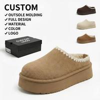Mules d'extérieur confortables doublées de fourrure [Tailles US 5-10] Chaussures de détente légères à plateforme OEM