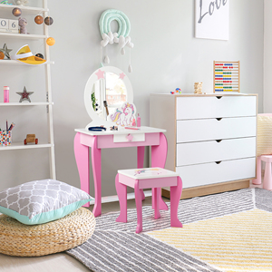 Vintage Classic Girl Frozens Kids Singapore <strong>Mirrored</strong> <strong>Consoles</strong> Dressing Table With Mirror for Girls - Product Image 4