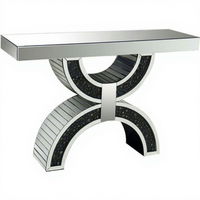 Meubles De Salon modernes Concassée Noire Diamant Argent Miroir Console Table avec Miroir Mural