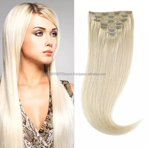 ผมต่อแบบคลิปหนีบสีบลอนด์ 613 เส้นผมแท้แบบตรง เรียบเนียน ติดง่าย ไม่พันกัน หนาแน่นเต็มศีรษะ - Product Image 1