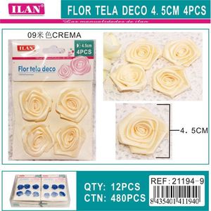 Fiori Decorativi in Tessuto Ilan 4,5 Cm 4 Pezzi Colore Crema per Decorazioni Casa - Product Image 3