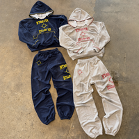 Ensembles de survêtements unisexes en molleton bouclette OEM – Sweats à capuche amples et pantalons de jogging décontractés en coton