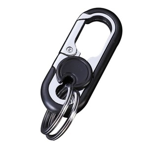 Porte-clés <span class=keywords><strong>mousqueton</strong></span> en métal de luxe à <span class=keywords><strong>double</strong></span> anneau en alliage de zinc et acier inoxydable, personnalisable en gros et de haute qualité - Product Image 1