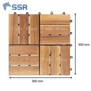 Best Price Natural 12 Slat Acacia Wood Decking <b>Tiles</b> Outdoor <b>Interlocking</b> Floor <b>Tiles</b> Suitable for Garden - Product Image 2