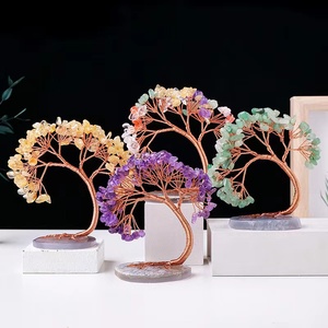 Cây tiền may mắn bằng đá tự nhiên, thủ công, giá gốc nhà máy, đế đá mắt hổ, trang trí nhà cửa - Product Image 1