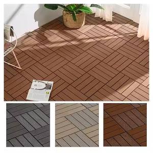 Dalles de terrasse en WPC imperméables à emboîtement, composite bois-plastique pour extérieur, antidérapantes, à rayures droites - Product Image 5