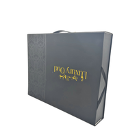 Accepter personnalisé imprimé UV haut de gamme avec poignée en cuir ensemble de soins de la peau et cosmétiques emballage en papier boîte-cadeau en carton avec couvercle magnétique