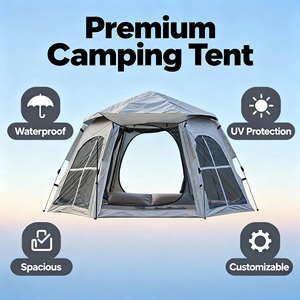 Tente de camping quatre saisons anti-UV pour <span class=keywords><strong>2</strong></span> personnes, grande capacité, fenêtre transversale, hexagonale, ouverture rapide automatique, protection UV - Product Image 5