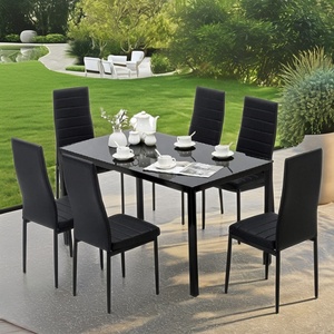 Ensemble <span class=keywords><strong>de</strong></span> table à manger moderne <span class=keywords><strong>de</strong></span> luxe <span class=keywords><strong>6</strong></span> places en verre <span class=keywords><strong>noir</strong></span> <span class=keywords><strong>et</strong></span> <span class=keywords><strong>blanc</strong></span>, meubles pour la cuisine <span class=keywords><strong>et</strong></span> la salle à manger, 4 à <span class=keywords><strong>6</strong></span> chaises - Product Image 3
