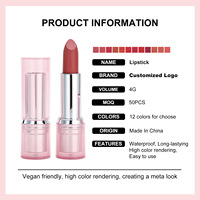 Rouge à lèvres mat en marque privée, petit MOQ, logo personnalisé, OEM, vente en gros de cosmétiques, fournitures de beauté