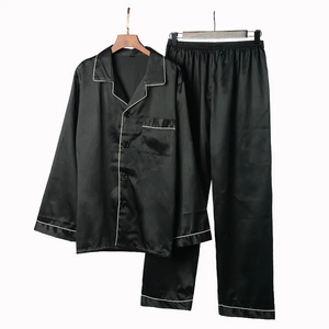 Set <span class=keywords><strong>Pigiama</strong></span> da <span class=keywords><strong>Uomo</strong></span> 100% Seta, Maniche Corte, 2 Pezzi, Lussuoso Abbigliamento da Notte in Seta <span class=keywords><strong>con</strong></span> <span class=keywords><strong>Bottoni</strong></span> - Product Image 3