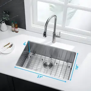 Wholesale UPC cUPC undermount single bowl handmade square 18G 16G 304 stainless steel kitchen sink