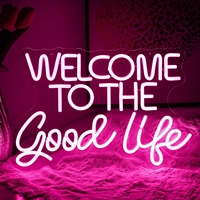 Signes au néon à LED à intensité variable NNEON Welcome to the Good Life Decor avec transformateur d'alimentation pour voitures et entreprises