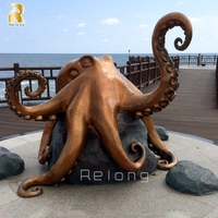 Sculpture de pieuvre en bronze de grande taille RELONG pour la décoration de parc, art moderne, statue d'animal en métal à vendre