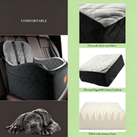 Coussin de siège auto universel pour chiens, coussin de voyage portable pour l'extérieur, pour siège avant de voiture avec ceinture de sécurité