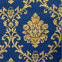 Mur et mur intérieur matériaux de construction papier peint Damas papier peint chambre salon fond mur bleu autre papier peint