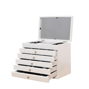 Walnut wood jewelry <b>box</b>, solid wood ornaments, jade, and gold storage <b>box</b>, large capacity, multi-layered, with makeup <b>mirror</b> - Product Image 4