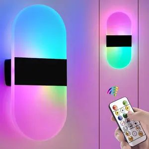 Applique da parete in acrilico a LED magnetico senza fili con Touch/telecomando RGB 12 colori dimmerabili applique da lettura USB ricaricabili