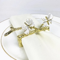 Anneau de serviette unique de luxe en laiton doré motif fleur et papillon, écologique, pour la rentrée scolaire, la table, les restaurants, Noël
