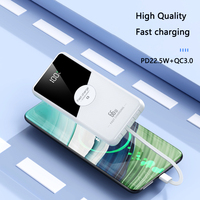 Chargeur portable 22.5W Power Bank 20000 mah Câble intégré USB C PD PowerBanks 20000 Mah Charge rapide Haute capacité