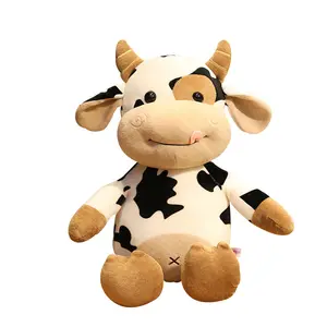 Toptan güzel sevimli inek dolması her yaş için çocuk yastık hediyeler için peluş oyuncak s dolması hayvan yastık inek peluş oyuncak