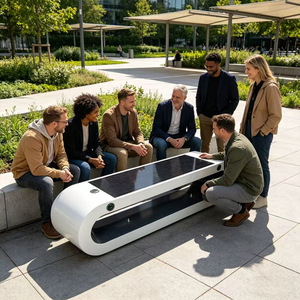 Banco Solar Inteligente para Exteriores con Bluetooth y Wifi, Silla de Jardín Moderna, Ovalada, de Plástico Ecológico, Muebles para Parque - Product Image 1